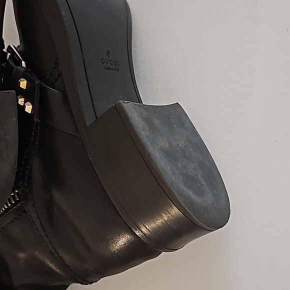 Gucci Bonneville Black Leather Biker Boots Limited Edition 38.5 - Picture 12 of 17